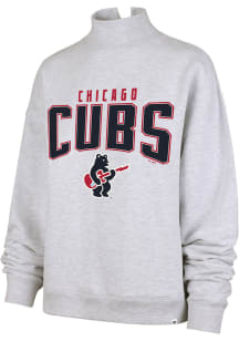 47 Chicago Cubs Womens Grey Mock Arch Electric Bear Crew Sweatshirt