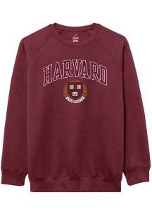 Harvard Crimson Mens Maroon Arched Team Name Long Sleeve Crew Sweatshirt