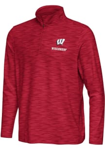 Antigua Wisconsin Badgers Mens Red Swell Long Sleeve Qtr Zip Pullover