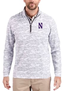 Cutter and Buck Northwestern Wildcats Mens Charcoal Traverse Camo Big and Tall Qtr Zip