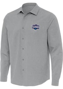 Antigua Greensboro Swarm Mens Graphite Exposure Long Sleeve Dress Shirt