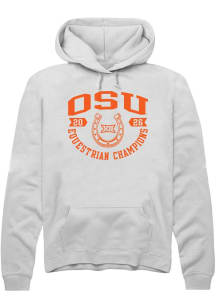 Summit Sportswear Oklahoma State Cowboys Mens White Big 12 Equestrian Champs 2026 Long Sleeve Hood..