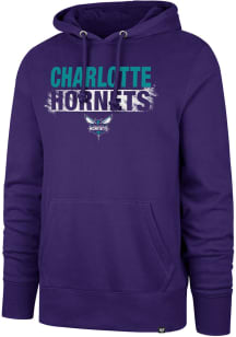 47 Charlotte Hornets Mens Purple Base Slide Long Sleeve Hoodie