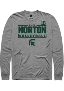 Kalea Norton Michigan State Spartans Graphite NIL Stacked Box Long Sleeve Player T Shirt