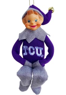 TCU Horned Frogs 12inch Elf Ornament - Purple