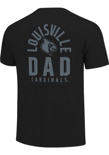 Louisville Cardinals Black Mascot Overlay Dad Short Sleeve T Shirt