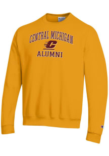 Champion Central Michigan Chippewas Mens Gold Mascot Alumni Powerblend Long Sleeve Crew Sweatshirt