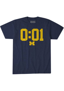 BreakingT Michigan Wolverines Navy Blue Football 1 Second Short Sleeve Fashion T Shirt