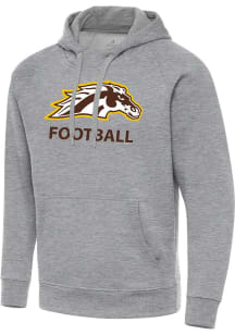 Antigua Western Michigan Broncos Mens Grey Heather Football  Victory Long Sleeve Hoodie