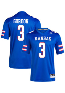 Corey Gordon  Adidas Kansas Jayhawks Royal Blue NIL Name And Number Football Jersey