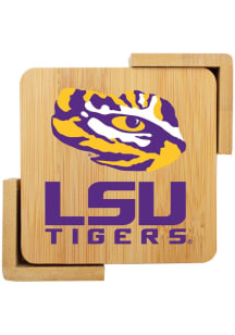 LSU Tigers 4 pack wooden Coaster - Purple
