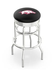 Arkansas Razorbacks Double-Ring Swivel Chrome Pub Stool - Black