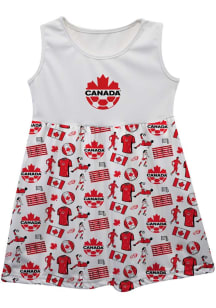 Vive La Fete Canada National Team Baby Girls White Maddie Short Sleeve Dress