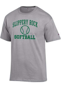 Champion Slippery Rock Grey Softball Jersey Short Sleeve T Shirt