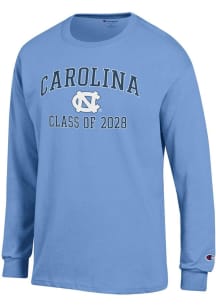 Champion North Carolina Tar Heels Light Blue Font Class of 2028 Jersey Long Sleeve T Shirt