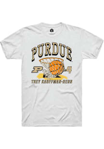 Trey Kaufman-Renn Purdue Boilermakers White NIL Name Number Net Short Sleeve Player T Shirt