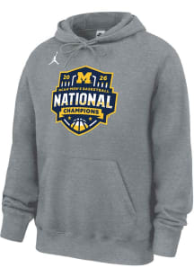 Nike Michigan Wolverines Mens Grey 2026 Men's Basketball National Champions Locker Room Long Sleev..