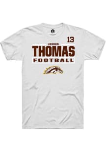 Jordon Thomas  Western Michigan Broncos White Rally Football NIL Stacked Box Short Sleeve T Shirt