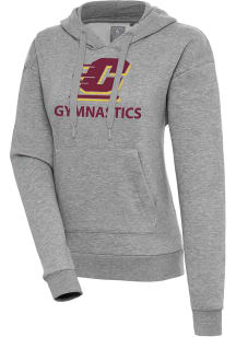Antigua Central Michigan Chippewas Womens Grey Heather Gymnastics Victory Hooded Sweatshirt
