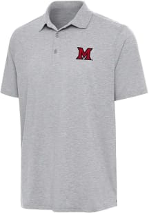 Antigua Miami RedHawks Mens Grey Par 3 Short Sleeve Polo