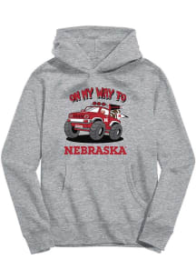 Vive La Fete Nebraska Cornhuskers Youth Grey On My Way Long Sleeve Hoodie