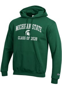Champion Michigan State Spartans Mens Green Font Class of 2028 Powerblend Long Sleeve Hoodie
