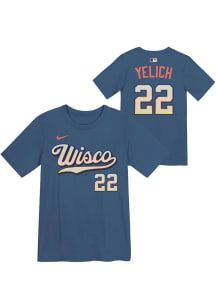 Christian Yelich  Milwaukee Brewers Boys Blue City Connect NN Short Sleeve T-Shirt