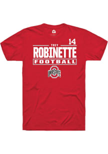Trey Robinette Ohio State Buckeyes Red Football NIL Stacked Box Short Sleeve Player T Shirt
