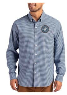 Cutter and Buck New York City FC Mens Light Blue Skyline Long Sleeve Dress Shirt