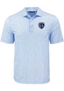 Cutter and Buck Sporting Kansas City Mens Light Blue Pike Flora Short Sleeve Polo