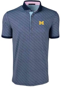Greyson Michigan Wolverines Youth Navy Blue Extrusion Short Sleeve Polo Shirt