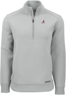 Cutter and Buck Alabama Crimson Tide Mens Red Roam Long Sleeve Qtr Zip Pullover