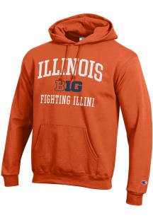 Champion Illinois Fighting Illini Mens Orange Big Ten Powerblend Long Sleeve Hoodie