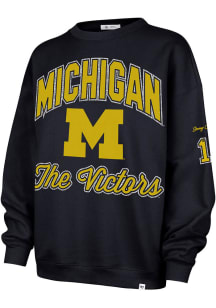 47 Michigan Wolverines Womens Navy Blue Glitter Arch Crew Sweatshirt