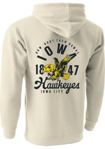 Iowa Hawkeyes Mens Oatmeal Mascot Overlay Long Sleeve Hoodie