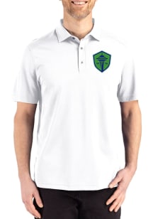 Cutter and Buck Seattle Sounders FC Mens White Advantage Refresh Short Sleeve Polo