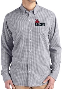 Cutter and Buck Central Missouri Mules Mens Black Gingham LS Woven Long Sleeve Dress Shirt