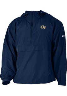 Columbia GA Tech Yellow Jackets Mens Navy Blue Heat Seal Prodigy Long Sleeve Qtr Zip Pullover