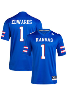 Dylan Edwards  Adidas Kansas Jayhawks Royal Blue NIL Name And Number Football Jersey