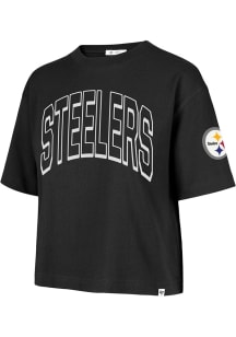 47 Pittsburgh Steelers Womens Black Call Out Short Sleeve T-Shirt