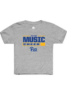 Peyton Music Pitt Panthers Youth Grey NIL Stacked Box Player Tee