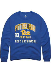 Trey Butkowski Pitt Panthers Mens Blue Football NIL Arch Logo Player Crew