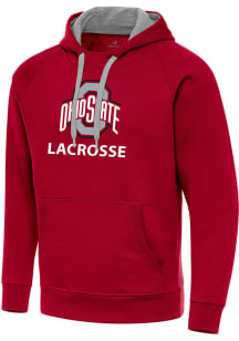 Antigua Ohio State Buckeyes Mens Red Lacrosse Victory Long Sleeve Hoodie