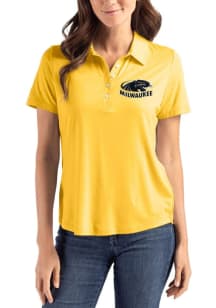 Cutter and Buck Milwaukee Panthers Womens Yellow Coastline Eco Short Sleeve Polo Shirt