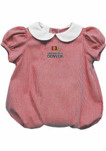Vive La Fete Denver Pioneers Baby Crimson Gingham Collar Short Sleeve One Piece