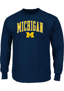 Michigan Wolverines Mens Blue Arch Mascot Big and Tall Long Sleeve T-Shirt