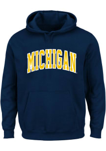 Michigan Wolverines Mens Blue Arch Twill Big and Tall Hooded Sweatshirt