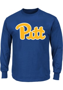 Pitt Panthers Mens Blue Big Logo Big and Tall Long Sleeve T-Shirt