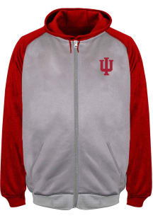 Indiana Hoosiers Mens Grey Raglan Contrast Big and Tall Zip Sweatshirt