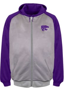 K-State Wildcats Mens Grey Raglan Contrast Big and Tall Zip Sweatshirt